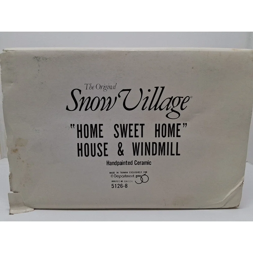 Dept 56 Snow Village Home Sweet Home House And Windmill Lighted W/Box Christmas